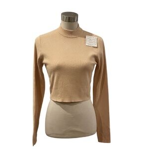 NWT Pretty Little Think cream ivory mock neck cropped knit top sweater S